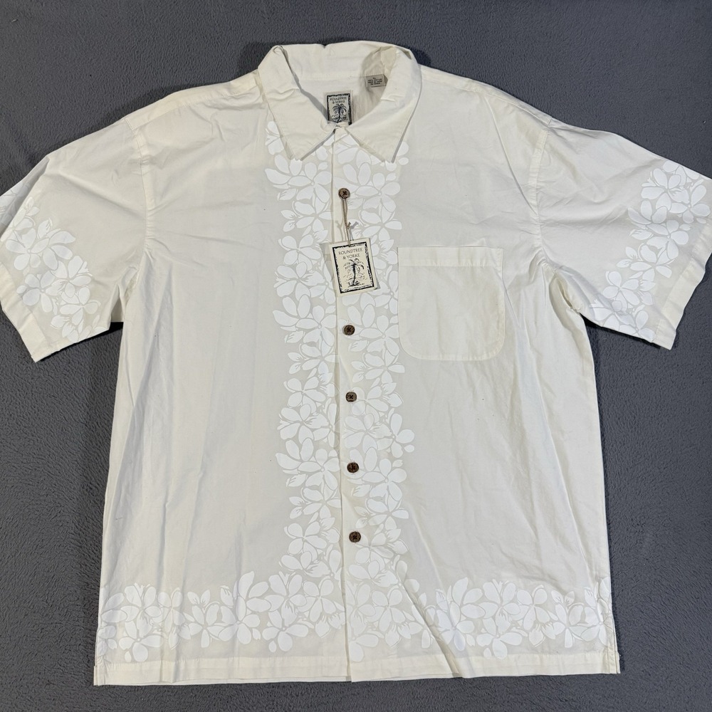 Roundtree & Yorke Floral Print Button Up Short Sleeve Casual Shirt Mens XL